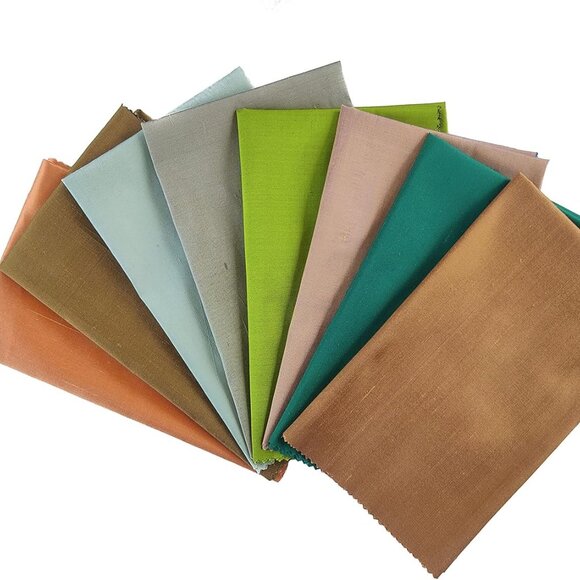 Pure Silk Dupioni Fabric 8 Fat Quarters 18x22 Inches Multiple Colors for Sewing - Picture 2 of 8